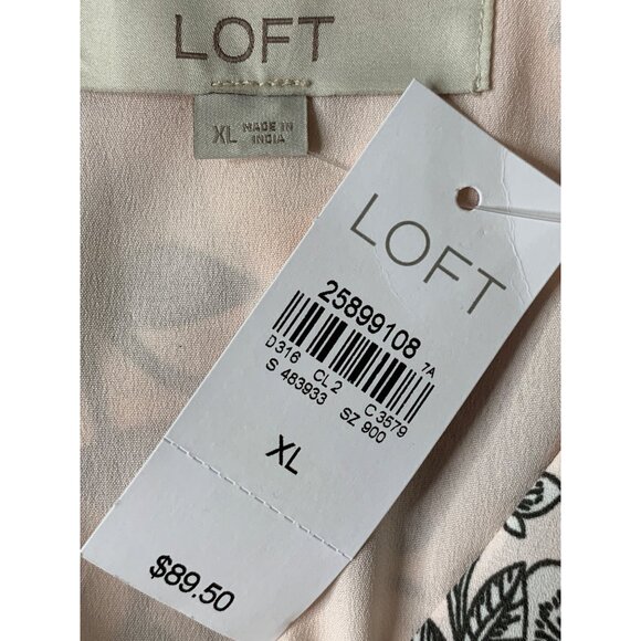 Floral Print Soft Pink Flutter Sleeve Shift Dress V-Neck Loft Womens XL NWT - Picture 8 of 9